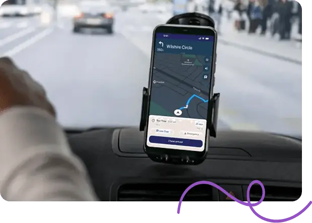 A driver en route with the EverDriven driver app open